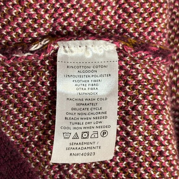 LOFT Sweater Small Burgundy Fair Isle Mock Neck Long Sleeve Holiday Pullover - Picture 11 of 11